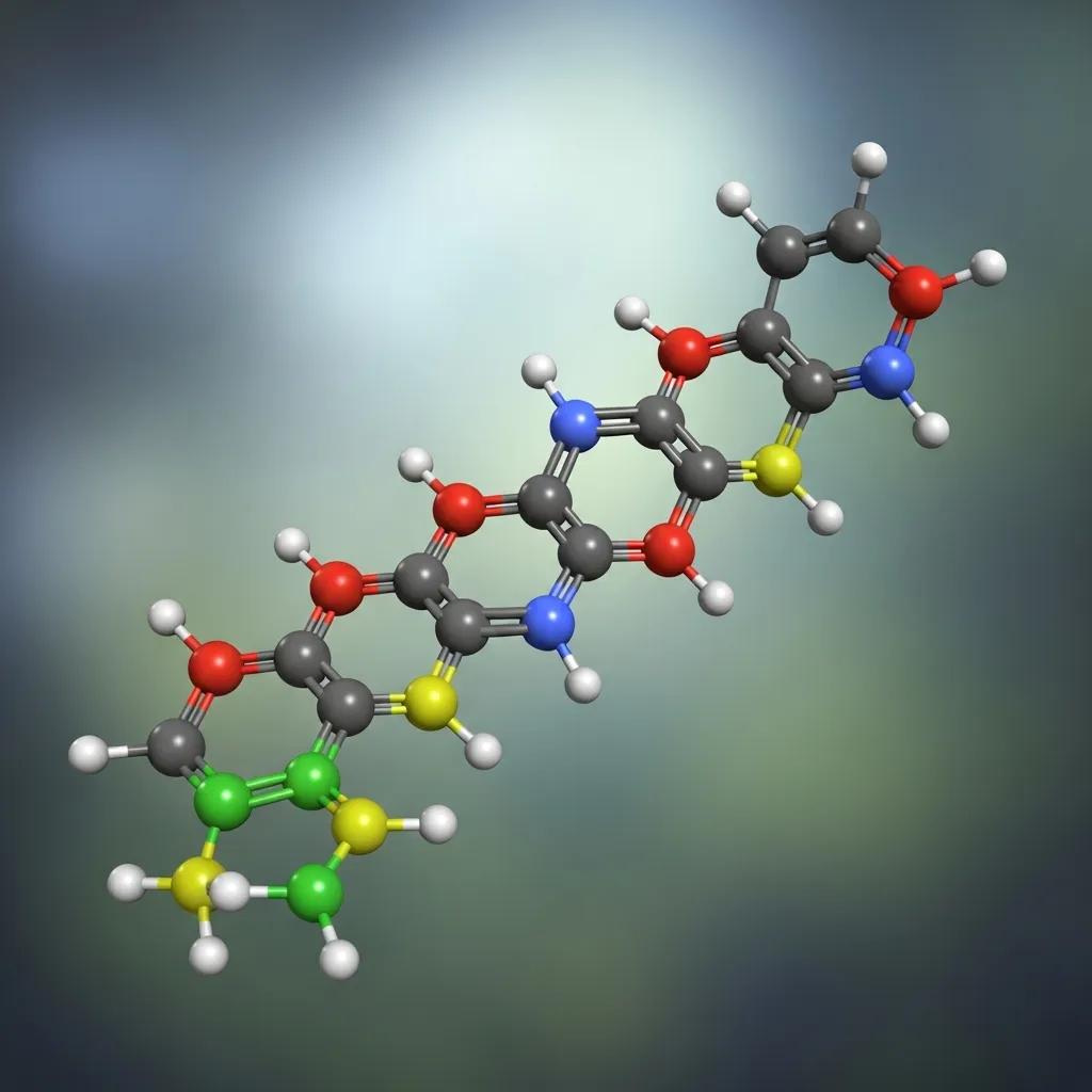 Artistic representation of Melanotan 1 peptide molecular structure