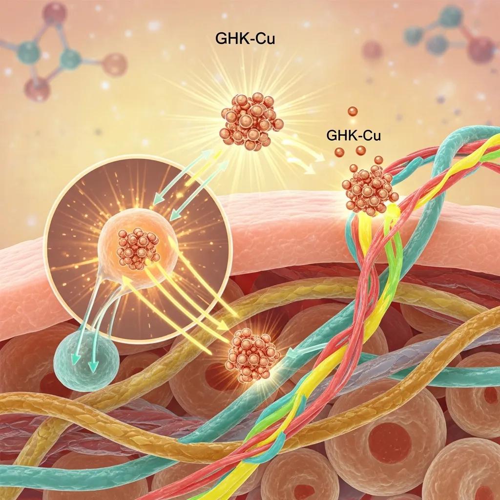Illustration of GHK-Cu's biological functions in tissue regeneration