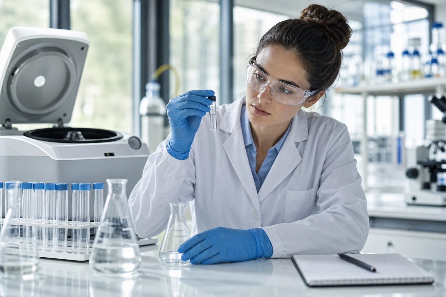 Modern immunology research laboratory setting illustrating what is thymosin alpha 1 and its peptide therapy research context